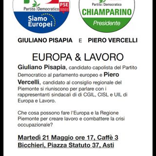 L'agenda elettorale di Piero Vercelli (PD): incontro con Giuliano Pisapia