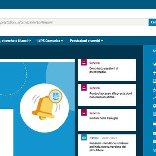 L'home page del sito dell'Istituto di previdenza