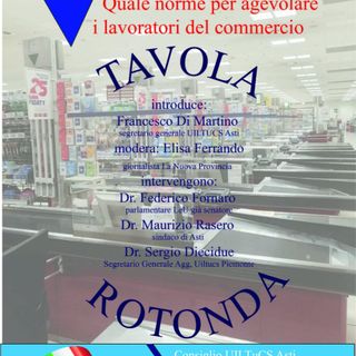 Locandina tavola rotonda sindacale sul lavoro la domenica e nei festivi