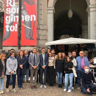 I partecipanti a "Mi formo!" ritratti con il presidente della Provincia Lanfranco e con il presidente del Museo Mauro Caliendo