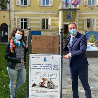 Il sindaco di Canelli Paolo Lanzavecchia e l'assessore all'Ambiente Silvia Gibelli
