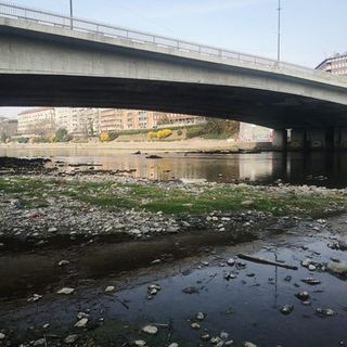 Un'immagine del Po in secca