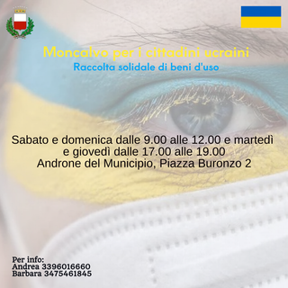 Moncalvo raccoglie, in Comune, materiale per famiglie ucraine arrivate in Piemonte