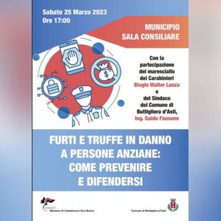 La locandina dell'incontro in programma a Buttigliera d'Asti