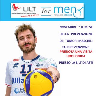 Il volto del pallavolista Matteo Piano ancora testimonial della Lilt Asti con “ Lilt for Men – Percorso Azzurro”