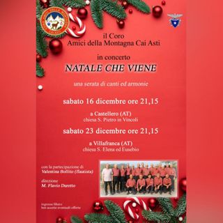 Il Coro Amici della Montagna Cai porterà la magia del Natale a Castellero e Villafranca