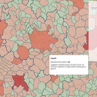 Uno stralcio della mappa regionale dei contagi Covid