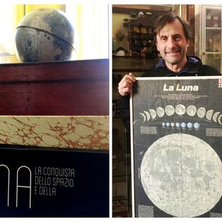 Il mappamondo di latta entrato quest'anno nel Museo e, a fine articolo, Tomalino con una mappa lunare del 1969