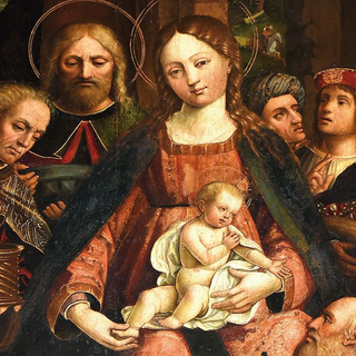 Particolare del polittico Adorazione dei Magi di Gandolfino Roreto, custodito in Collegiata ad Asti