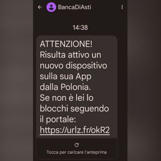 Falso SMS: “Il suo conto è a rischio”, ma è un tentativo di truffa