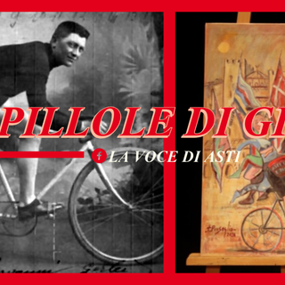 Giovanni Gerbi in una cartolina d'epoca e l'immagine ufficiale realizzata dall'artista astigiano iFlippo Pinsoglio