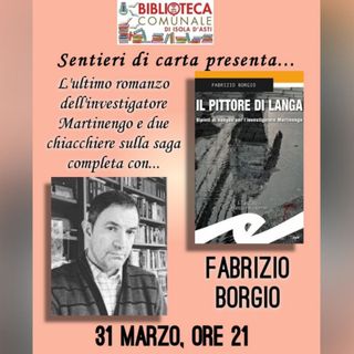 La locandina della presentazione letteraria presso la Biblioteca di Isola d'Asti