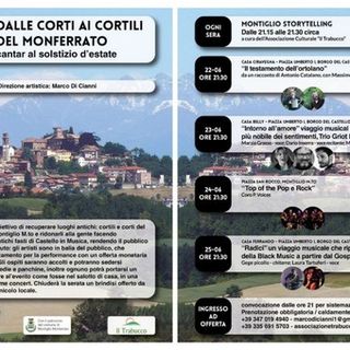 A Montiglio 'Dalle corti ai cortili del Monferrato': arte, musica e teatro nei cortili