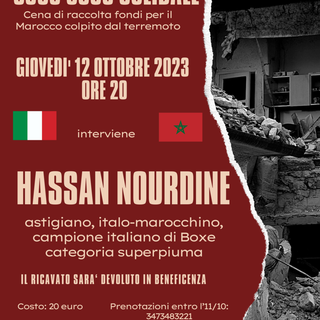 Asti è vicina al Marocco: cena di solidarietà per le vittime del terremoto con un super ospite