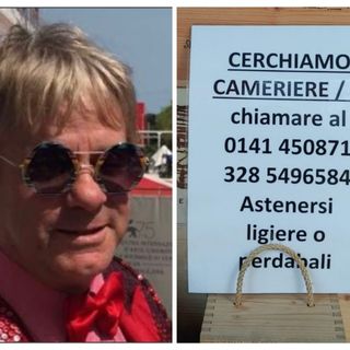 Nel collage fotografico Romanelli (ritratto al festival di Venezia) e l'annuncio di lavoro