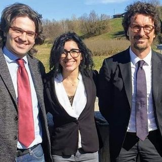 La neo ministra Dadone con il deputato astigiano Romano e l'ex ministro Toninelli