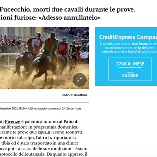 Lo screen dell'articolo in questione