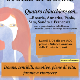 Storie di donne: il 3 aprile in Provincia un incontro promosso dalla Consigliera di Parità