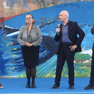 L'inaugurazione del murale di Matteo Michele Bisaccia a Chiusano