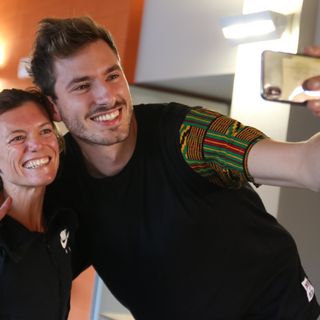Matteo Piano con Valeria Straneo durante un incontro astigiano (MerfePhoto)