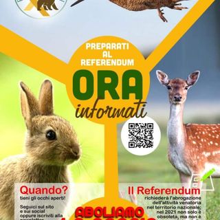 Locandina raccolta firme referendum abrogativo della caccia