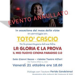 Annullato, per lo sciopero degli aerei, l'evento di oggi con Totò Cascio