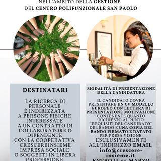 CrescereInsieme cerca collaboratore/trice per la gestione del Centro San Paolo di Canelli