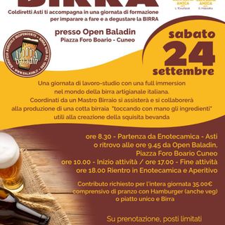 Il 24 settembre Coldiretti Asti proporrà una giornata di formazione sulla birra, alla Baladin di Cuneo