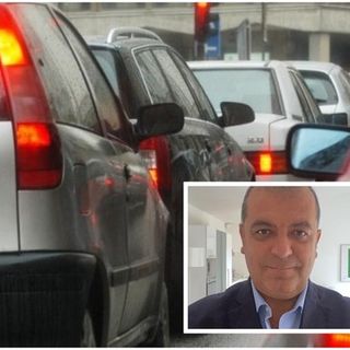 Fotomontaggio tra inquinamento atmosferico e il presidente di Confartigianato Piemonte Giorgio Felici