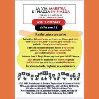 Questa sera Asti scende &quot;in campo&quot; per il lavoro, casa, precarietà, sanità, ambiente