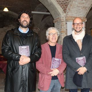 i due autori del libro con il presidente Miroglio
