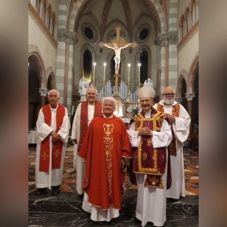 Don Pierino con il vescovo emerito Ravinale