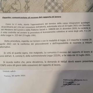 Ex Embraco, arrivano le lettere di licenziamento dalla curatela: fine del rapporto a partire dal 22 luglio