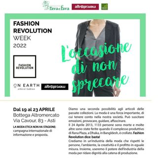 Alla Bottega Rava e Fava di Asti la campagna internazionale 'Fashion Revolution Week 2022'