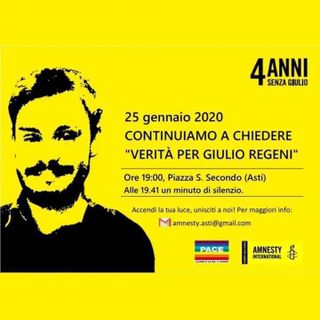 Manifestazione anche ad Asti per chiedere la verità sulla morte di Giulio Regeni