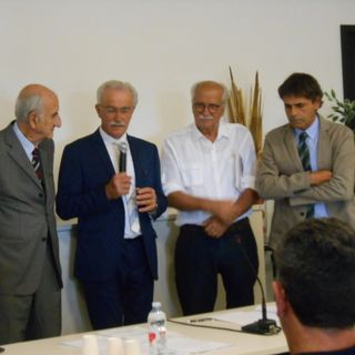 Nella foto, da sinistra: il conte Brondelli di Brondello, il presidente Roberto Chialva, Bartolomeo Bovetti e Tiziano Valperga