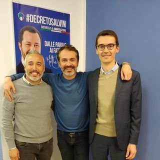Carosso (a sinistra) con l'On. Andrea Giaccone (al centro) e l'altro candidato leghista, il vicepresidente della Provincia Paolo Lanfranco