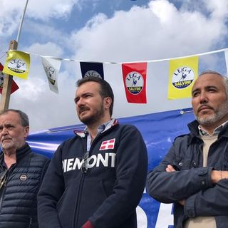 Il Senatore Roberto Calderoli, il capogruppo alla Camera dei Deputati Riccardo Molinari e il vicepresidente della Regione Piemonte Fabio Carosso