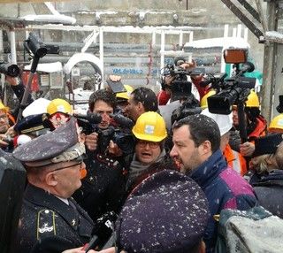 Il vicepremier e leader della Lega stamattina in visita al cantiere Tav di Chiomonte