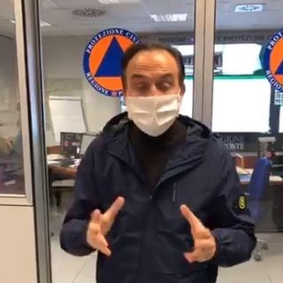 Un fermo immagine della diretta tenuta dal presidente Cirio dall'Unità di Crisi della Regione Un fermo immagine della diretta tenuta dal presidente Cirio dall'Unità di Crisi della Regione