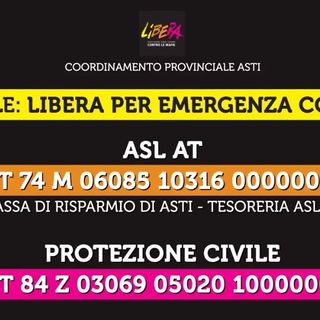 Emergenza coronavirus: anche Libera Asti scende in campo per sostenere la sanità astigiana