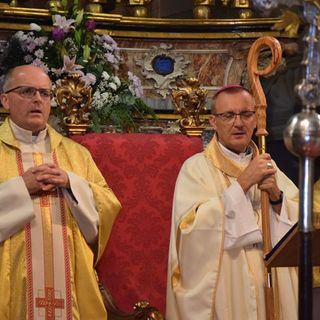 Don Rampone con mons. Marco Prastaro, vescovo di Asti