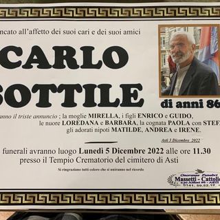&quot;Anche il cielo piange, oggi&quot;: il cordoglio del Coordinamento Asti Est per la morte di Carlo Sottile