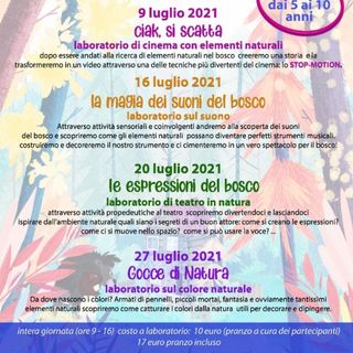 Locandina laboratori nella natura a Rocchetta Tanaro