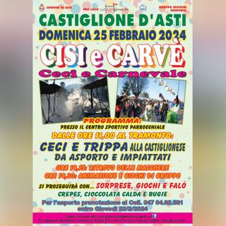 Dopo il rinvio per maltempo, torna domenica 25 febbraio a Castiglione &quot;Cisi a Carvè&quot;