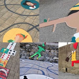 Collage fotografico di parchi giochi diffusi realizzati nel cuneese (foto d'archivio)