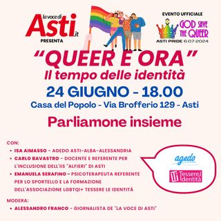 La locandina di &quot;Queer e ora - il tempo delle identità&quot;