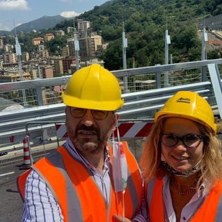 Il sindaco Rasero e l'assessore Morra a Genova, in visita al nuovo Ponte