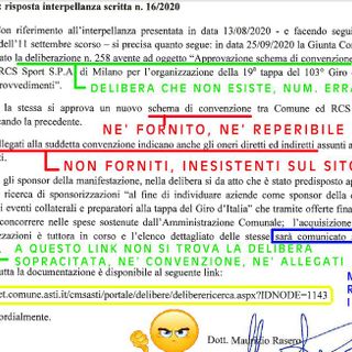 La risposta dell'Amministrazione ritenuta inadeguata da parte del Movimento 5 Stelle