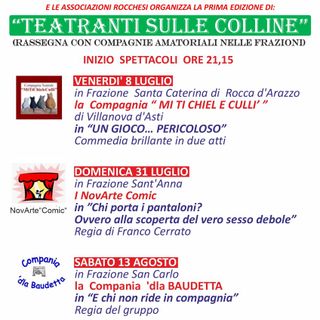 Una nuova rassegna teatrale sulle colline astigiane. Arriva 'Teatranti sulle colline'